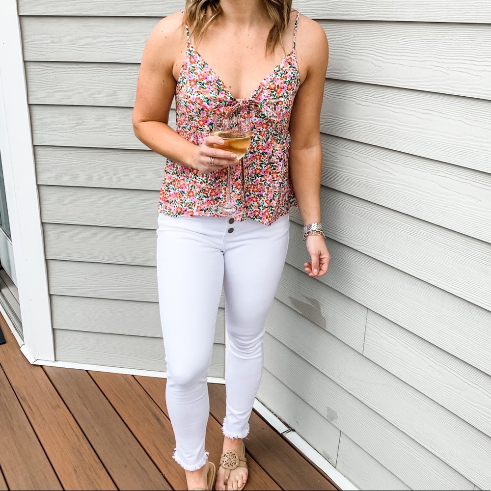 Pink Lily Floral Tank Top